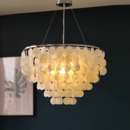 Capiz Shell Pendant Light Přírodní závěsný kulatý vrstvený lustr