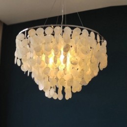 Capiz Shell Pendant Light Přírodní závěsný kulatý vrstvený lustr