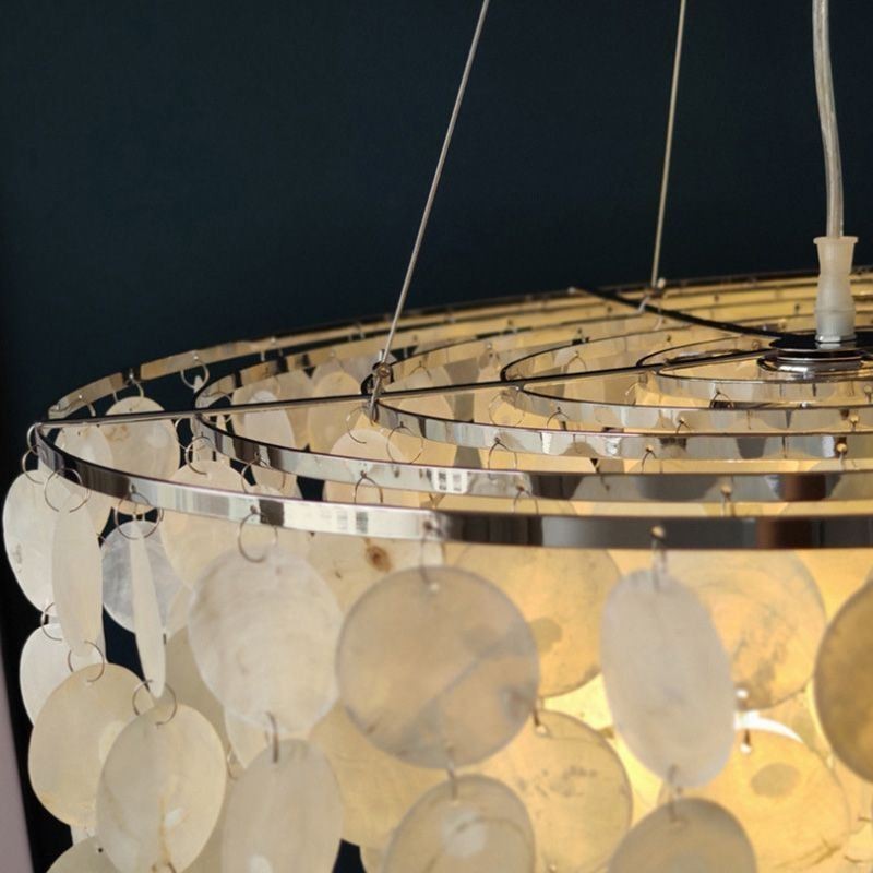 Capiz Shell Pendant Light Přírodní závěsný kulatý vrstvený lustr