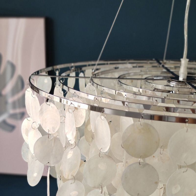 Capiz Shell Pendant Light Přírodní závěsný kulatý vrstvený lustr