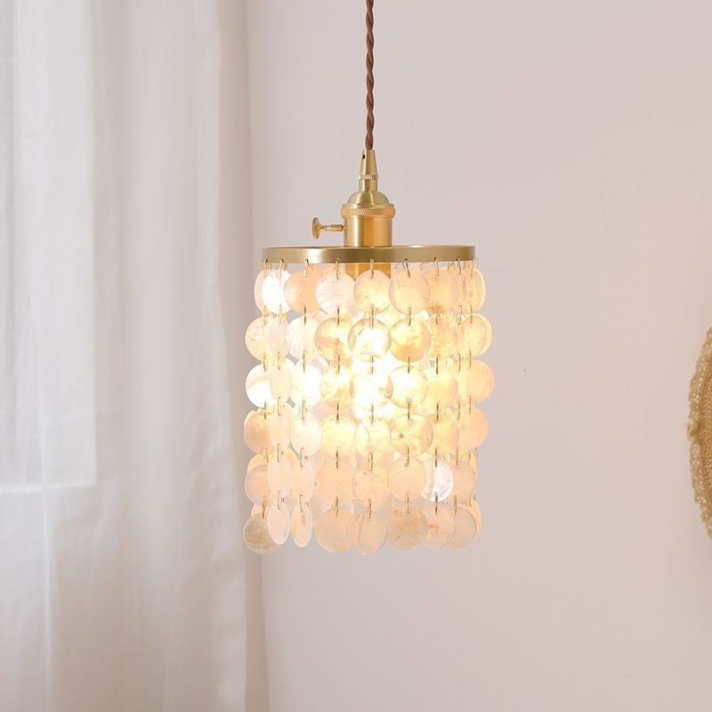 Moderní klasický lustr Závěsné svítidlo se stíněním bílé mušle Stropní lampa