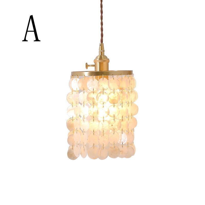 Moderní klasický lustr Závěsné svítidlo se stíněním bílé mušle Stropní lampa