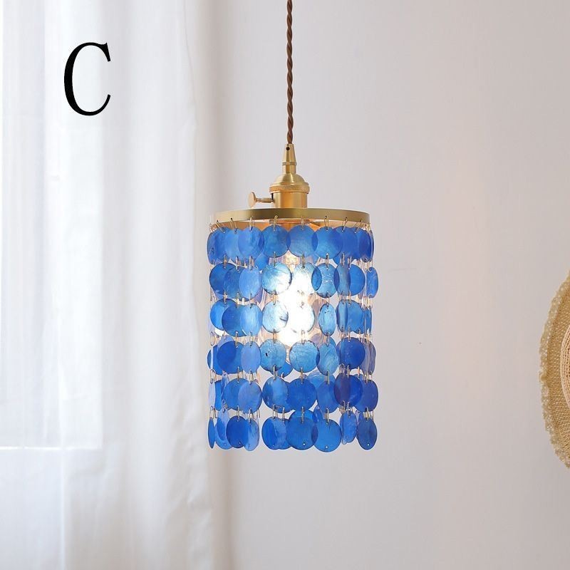 Moderní klasický lustr Závěsné svítidlo se stíněním bílé mušle Stropní lampa