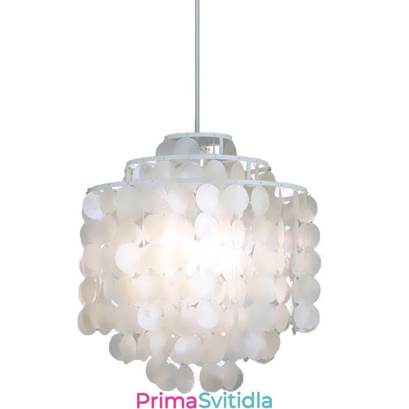 Moderní klasická závěsná lampa s bílým mušlivým stínem