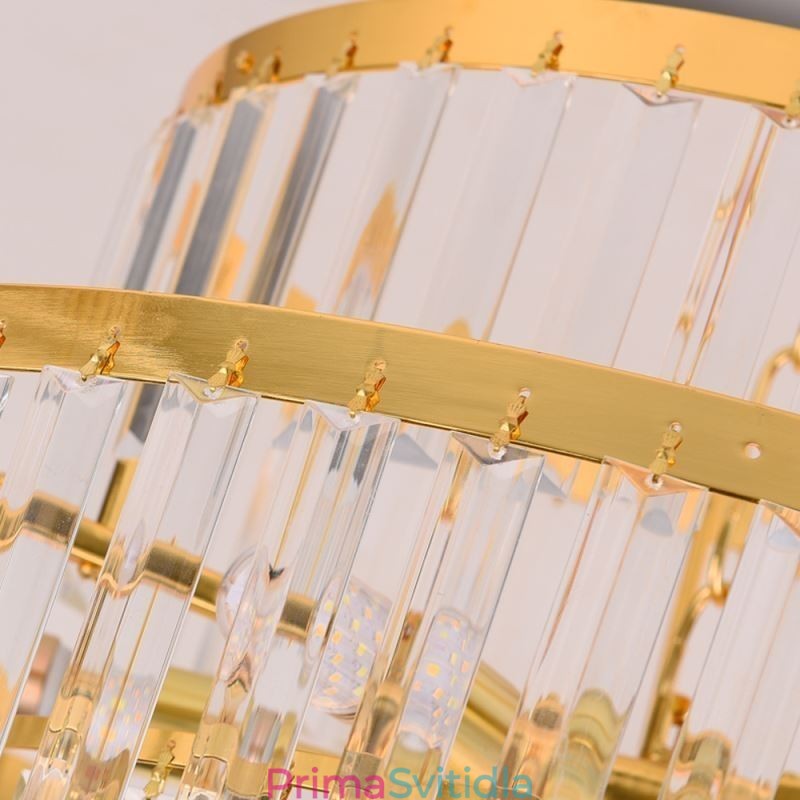 Zlaté křišťálové závěsné svítidlo 5 úrovní stropní osvětlení 7 světel