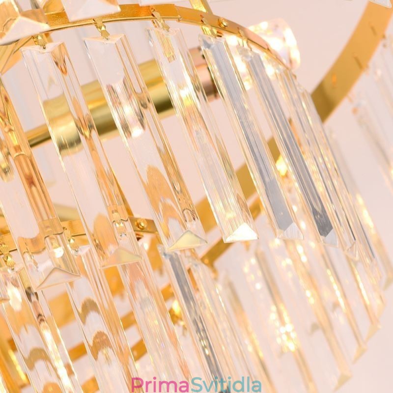 Zlaté křišťálové závěsné svítidlo 5 úrovní stropní osvětlení 7 světel