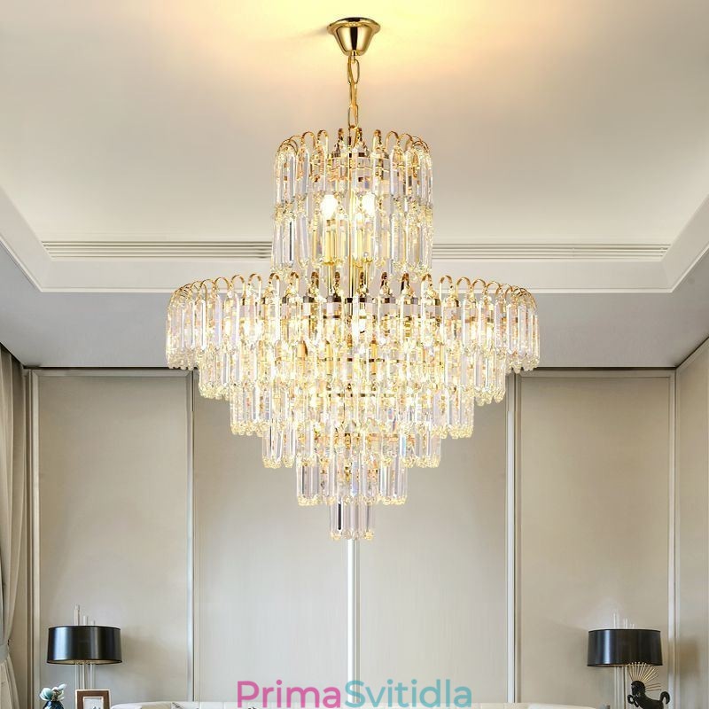 Elegantní závěsné kulaté stropní svítidlo s křišťálovým světlem