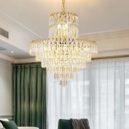 Elegantní závěsné kulaté stropní svítidlo s křišťálovým světlem
