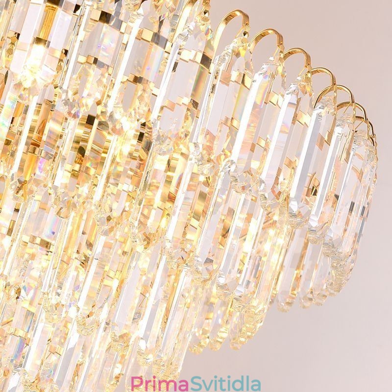 Elegantní závěsné kulaté stropní svítidlo s křišťálovým světlem