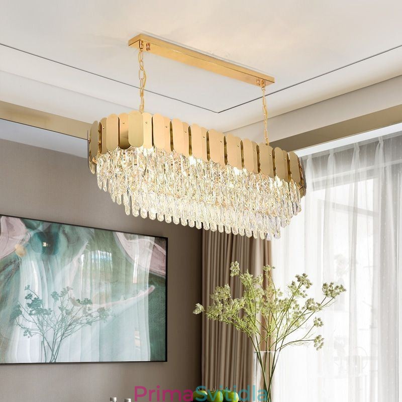 Křišťálové závěsné svítidlo Luxusní oválné stropní svítidlo