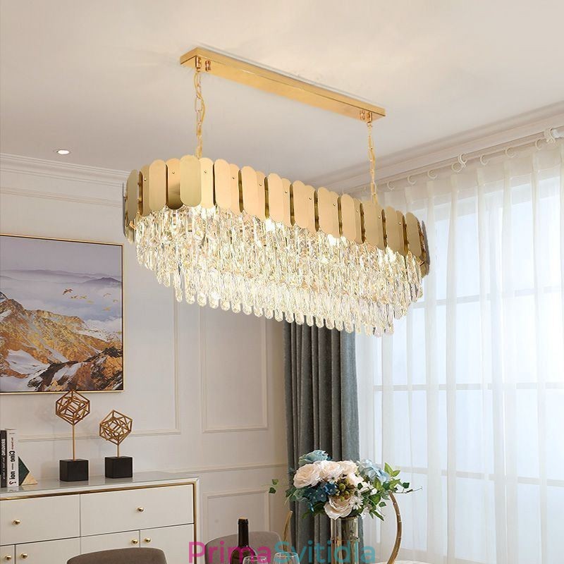 Křišťálové závěsné svítidlo Luxusní oválné stropní svítidlo