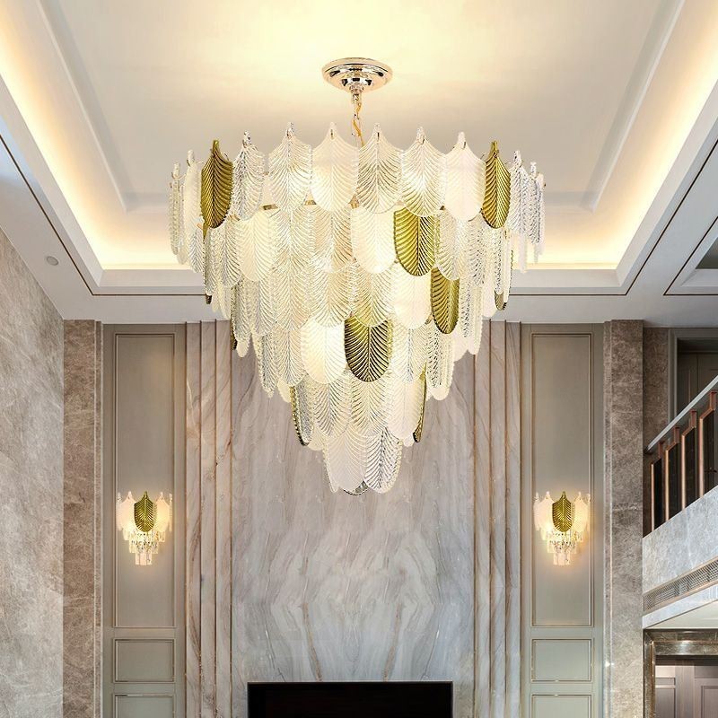 Crystal Elegantní listové závěsné svítidlo Stropní závěsné svítidlo