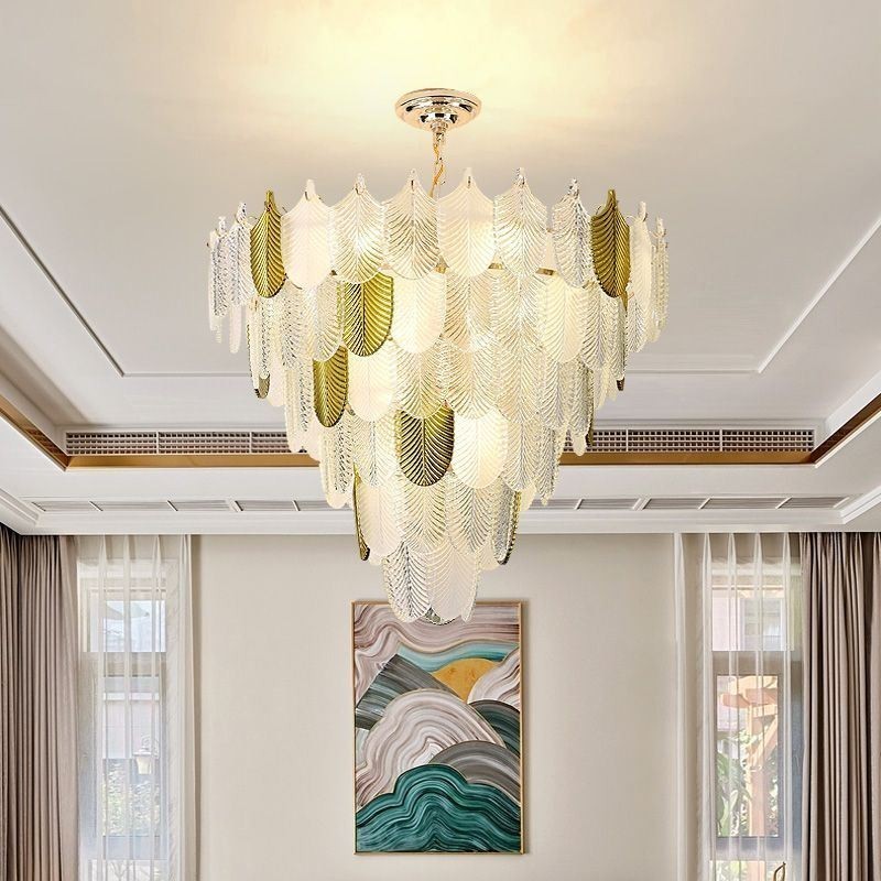 Crystal Elegantní listové závěsné svítidlo Stropní závěsné svítidlo