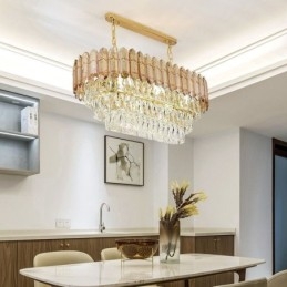 Moderní křišťálové závěsné svítidlo Luxusní oválné stropní svítidlo