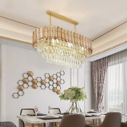 Moderní křišťálové závěsné svítidlo Luxusní oválné stropní svítidlo