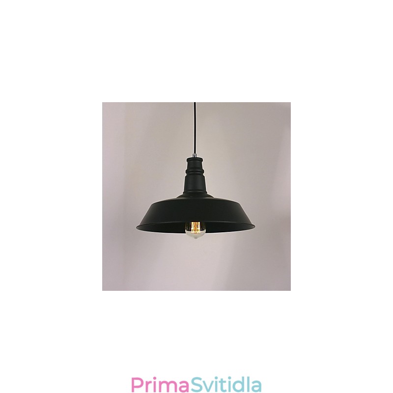 Černé moderní závěsné světlo v kruhovém stínítku