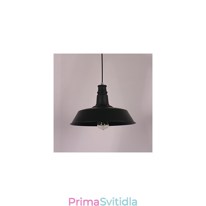 Černé moderní závěsné světlo v kruhovém stínítku