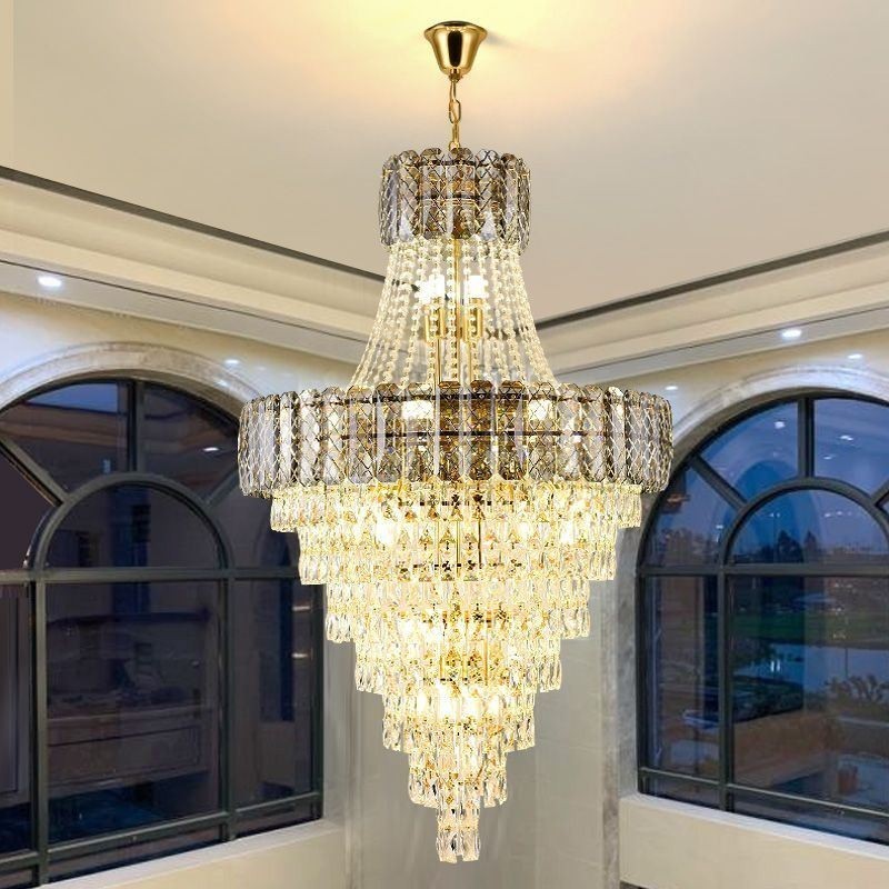 Moderní elegantní křišťálové závěsné kónické stropní svítidlo