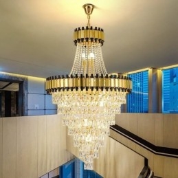 Luxusní zlaté závěsné křišťálové stropní svítidlo