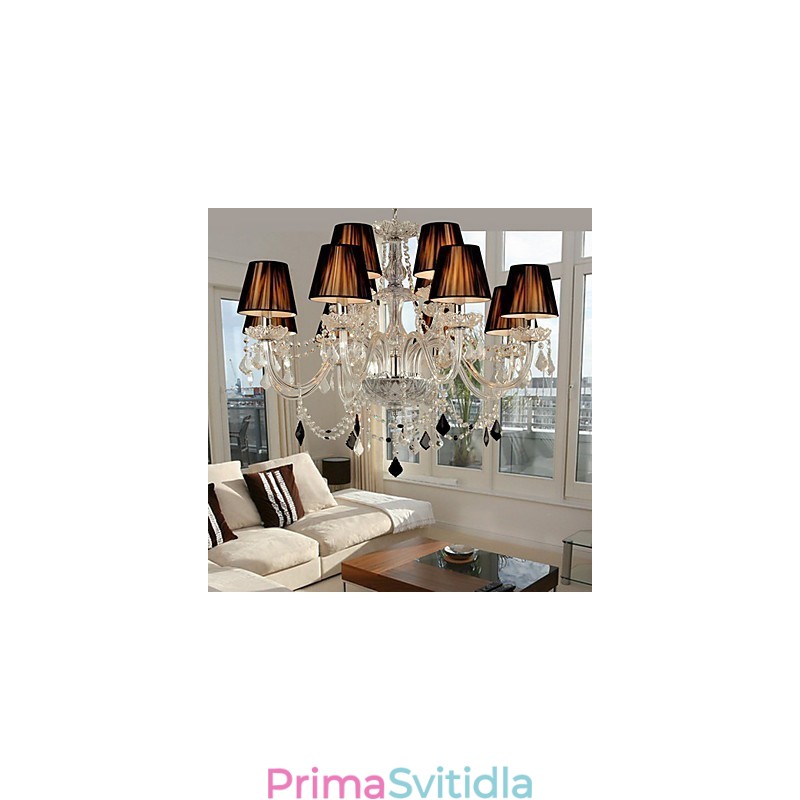 Elegantní křišťálový lustr s 12 světly