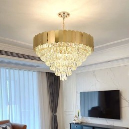 Moderní elegantní křišťálové závěsné kónické stropní svítidlo
