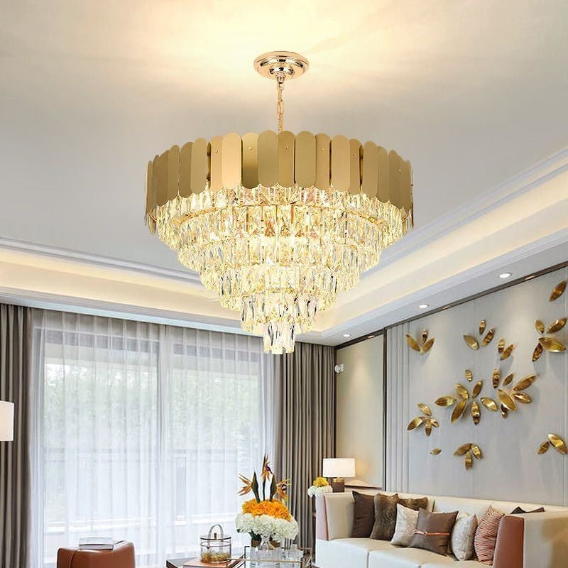 Moderní elegantní křišťálové závěsné kónické stropní svítidlo