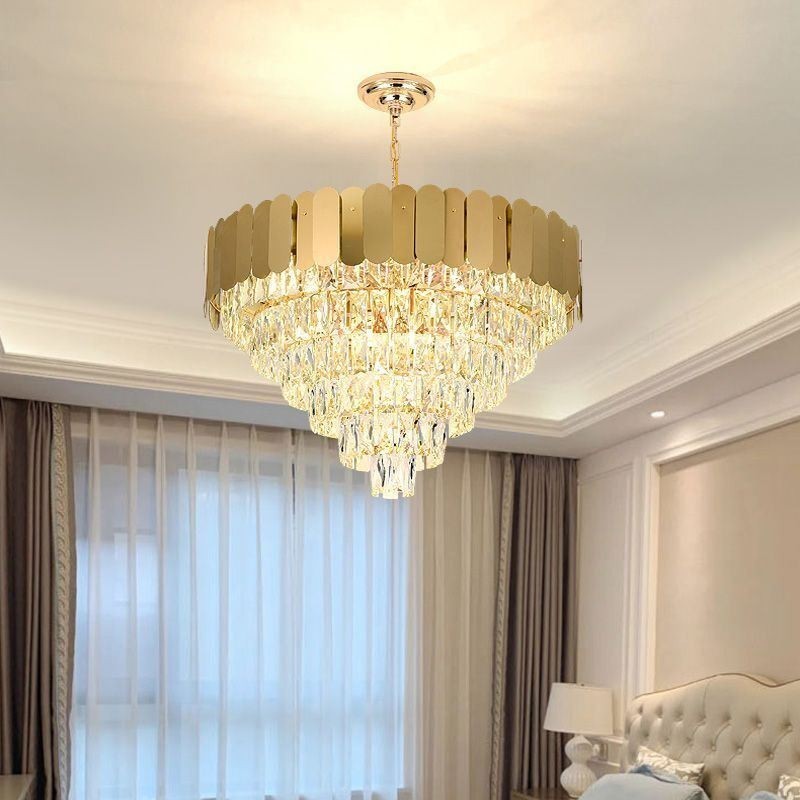 Moderní elegantní křišťálové závěsné kónické stropní svítidlo