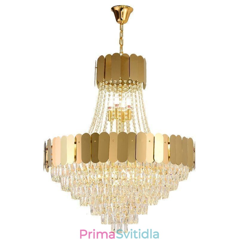 Moderní závěsné stropní svítidlo Crystal Gold K9