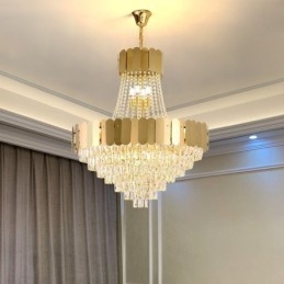 Moderní závěsné stropní svítidlo Crystal Gold K9