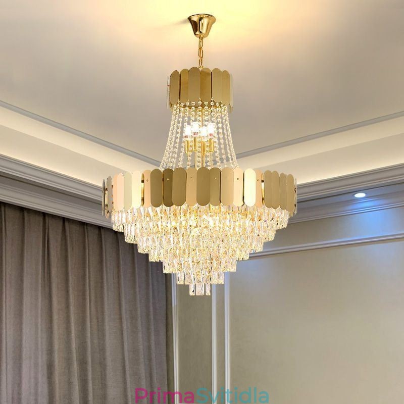 Moderní závěsné stropní svítidlo Crystal Gold K9