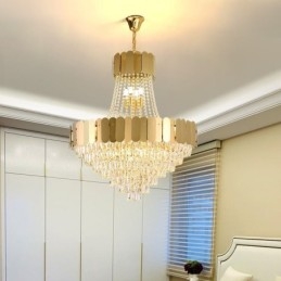 Moderní závěsné stropní svítidlo Crystal Gold K9