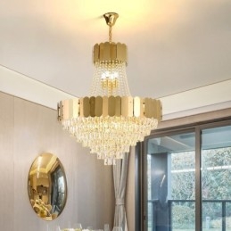 Moderní závěsné stropní svítidlo Crystal Gold K9