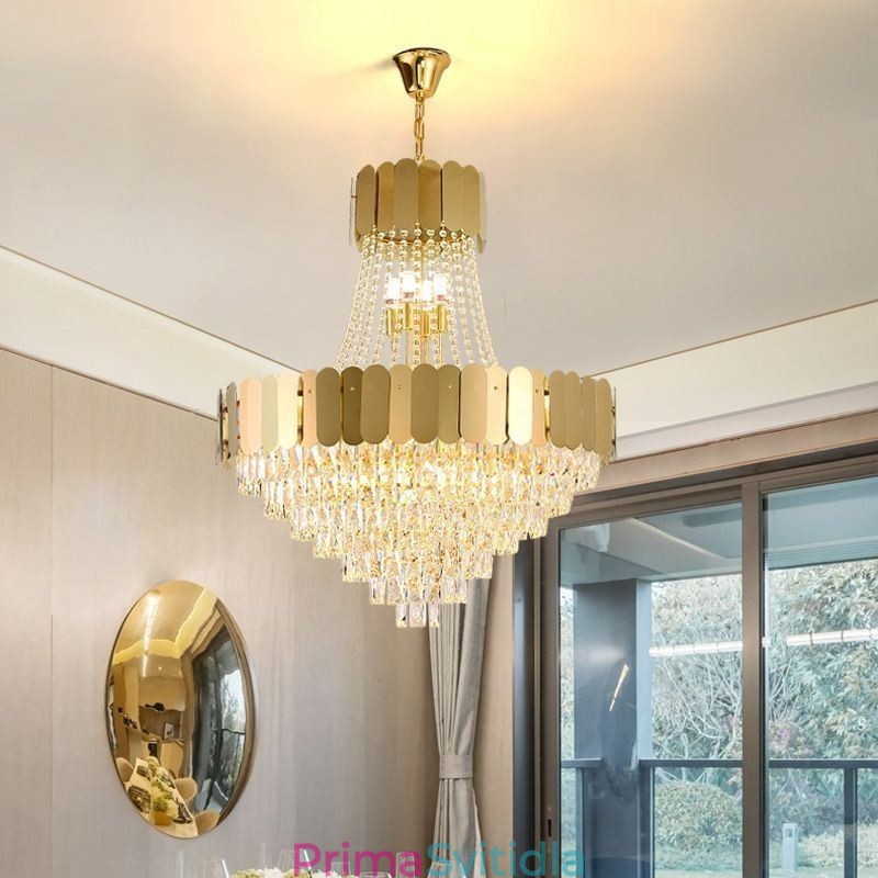 Moderní závěsné stropní svítidlo Crystal Gold K9