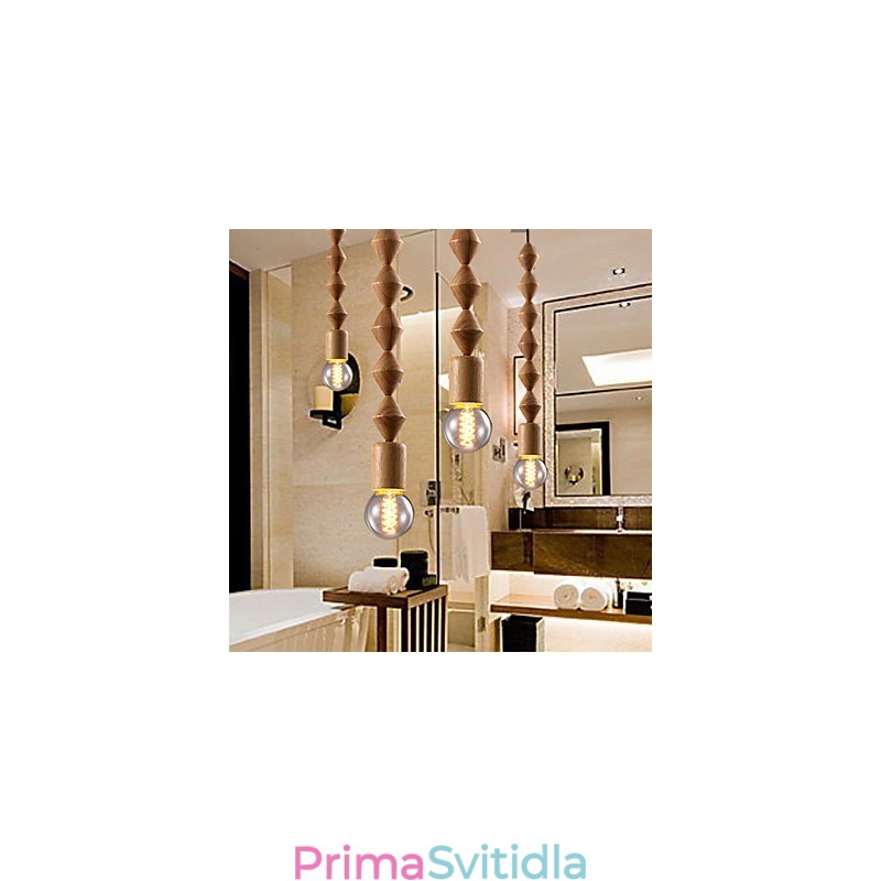 Tradiční klasický dřevěný bambusový lustr v mini stylu