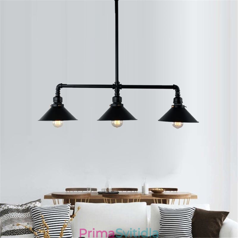 3 Light Retro Industrial Vintage Závěsný lustr na vodní dýmku ve venkovském rustikálním stylu