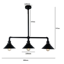 3 Light Retro Industrial Vintage Závěsný lustr na vodní dýmku ve venkovském rustikálním stylu