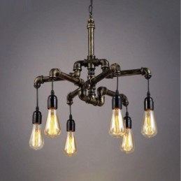 6 Light Retro Industrial Vintage Závěsný lustr na vodní dýmku ve venkovském rustikálním stylu
