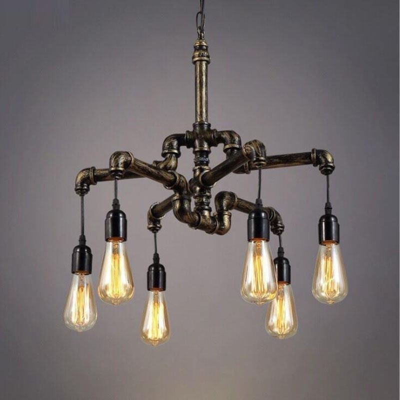 6 Light Retro Industrial Vintage Závěsný lustr na vodní dýmku ve venkovském rustikálním stylu