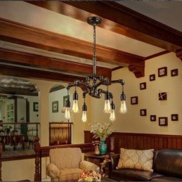 6 Light Retro Industrial Vintage Závěsný lustr na vodní dýmku ve venkovském rustikálním stylu