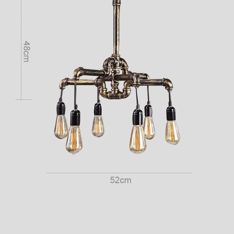 6 Light Retro Industrial Vintage Závěsný lustr na vodní dýmku ve venkovském rustikálním stylu