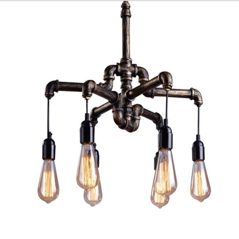 6 Light Retro Industrial Vintage Závěsný lustr na vodní dýmku ve venkovském rustikálním stylu