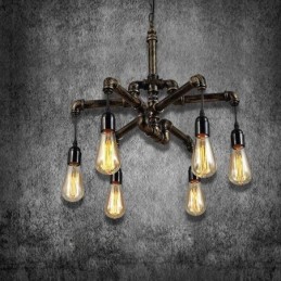 6 Light Retro Industrial Vintage Závěsný lustr na vodní dýmku ve venkovském rustikálním stylu