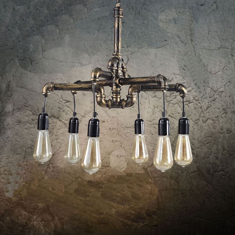 6 Light Retro Industrial Vintage Závěsný lustr na vodní dýmku ve venkovském rustikálním stylu