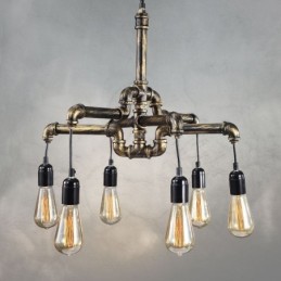 6 Light Retro Industrial Vintage Závěsný lustr na vodní dýmku ve venkovském rustikálním stylu