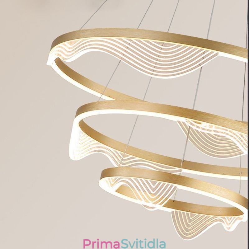 Závěsné světlo Zlaté vlnky závěsné světlo 3 světlo