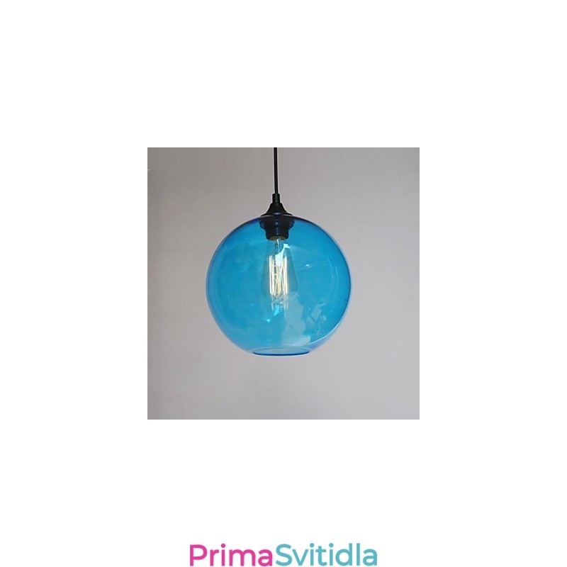 Moderní skleněný přívěsek v kulatém modrém bublinkovém designu