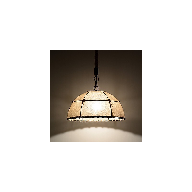 Půlkulatý tvar 1 světla Závěsné lampy Vintage styl Průmyslový styl Žlutá tkanina a kovy Drop Light