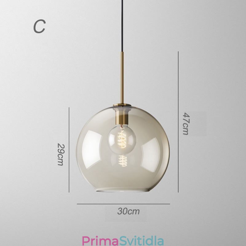Skleněné závěsné světlo Minimalistické koňakové barevné dekorativní skleněné svítidlo