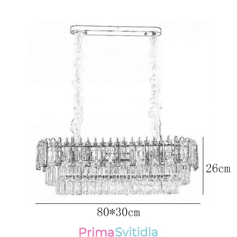 Obdélníkové závěsné svítidlo Crystal Stropní svítidlo