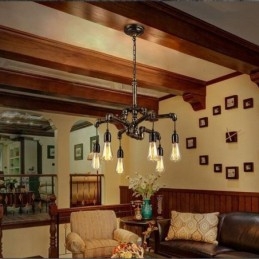 6 Light Retro Industrial Vintage Závěsný lustr na vodní dýmku ve venkovském rustikálním stylu